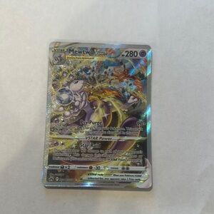Pokemon Mewtwo VSTAR Holographic Card - Silver and Gold